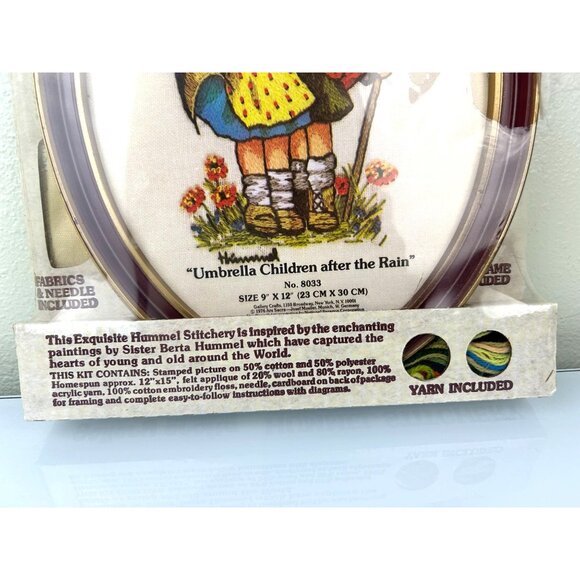 Gallery Crafts Hummel Stitchery Crewel Kit Frame Included 1976 Umbrella Children - Picture 2 of 16